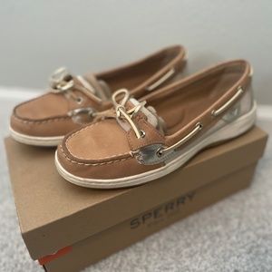 Sperry Women's Angelfish Metallic Linen Gold Boat Shoe